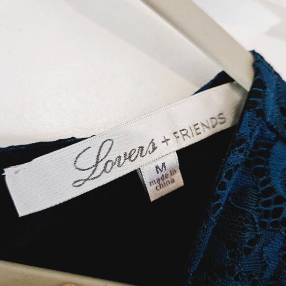 Lovers And Friends Sacred Teal Lace Long Sleeve Crop Top Size Medium - Picture 4 of 6